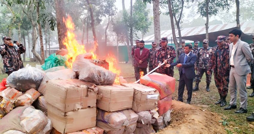 শ্রীমঙ্গলে দেড় কোটি টাকার মাদকদ্রব্য ধ্বংস করলো বিজিবি