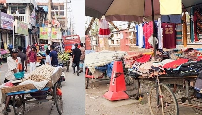 কুলাউড়ায় অভিযানে দখলমুক্ত ফুটপাত ফের দখলে, দুর্ভোগ