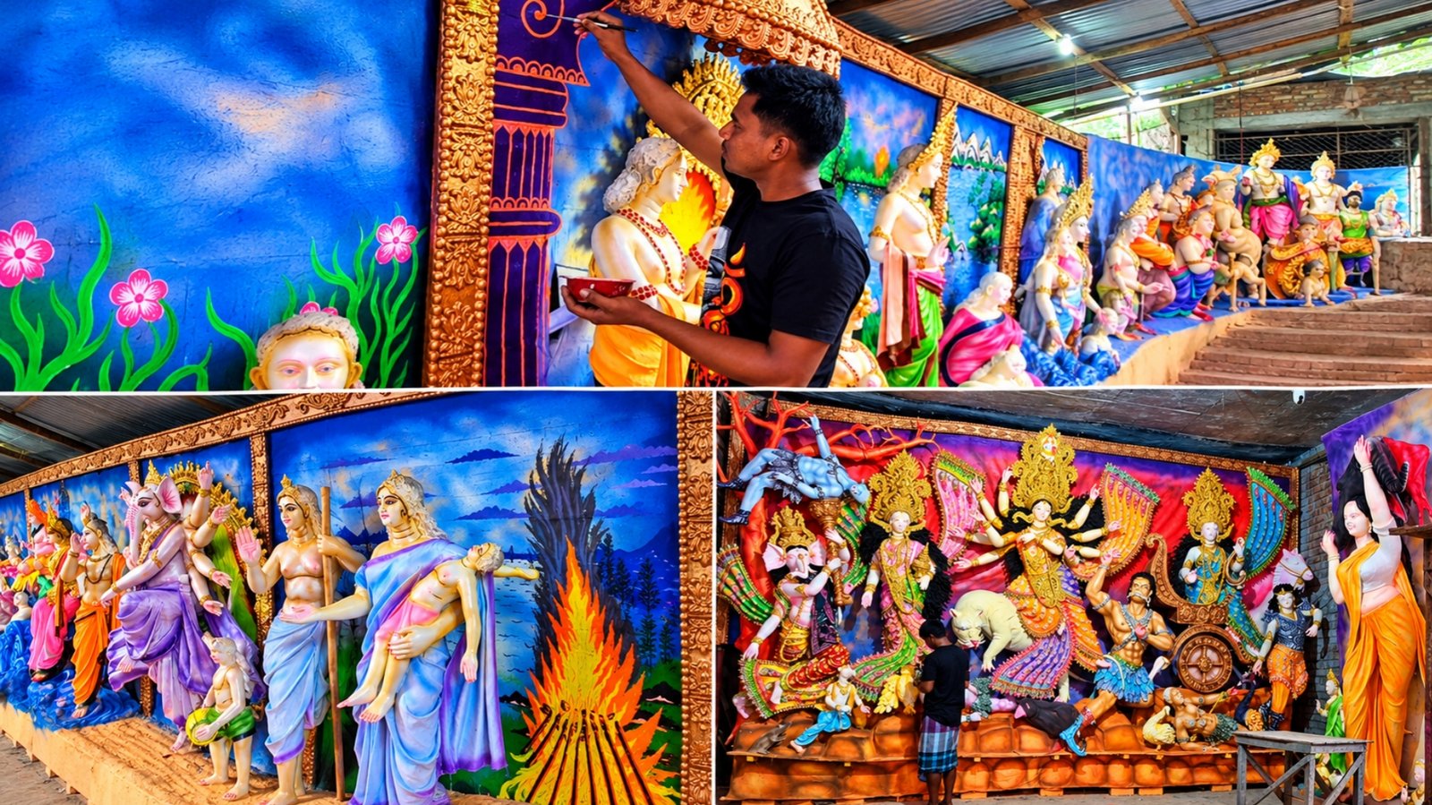 ডুমুরিয়ায় দুই মন্দিরে ৩৫৩ প্রতিমার আয়োজন
